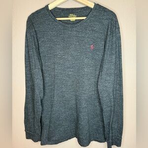 Polo by Ralph Lauren Classic Solid Gray Long Sleeve Custom Slim Fit Tee Size XL